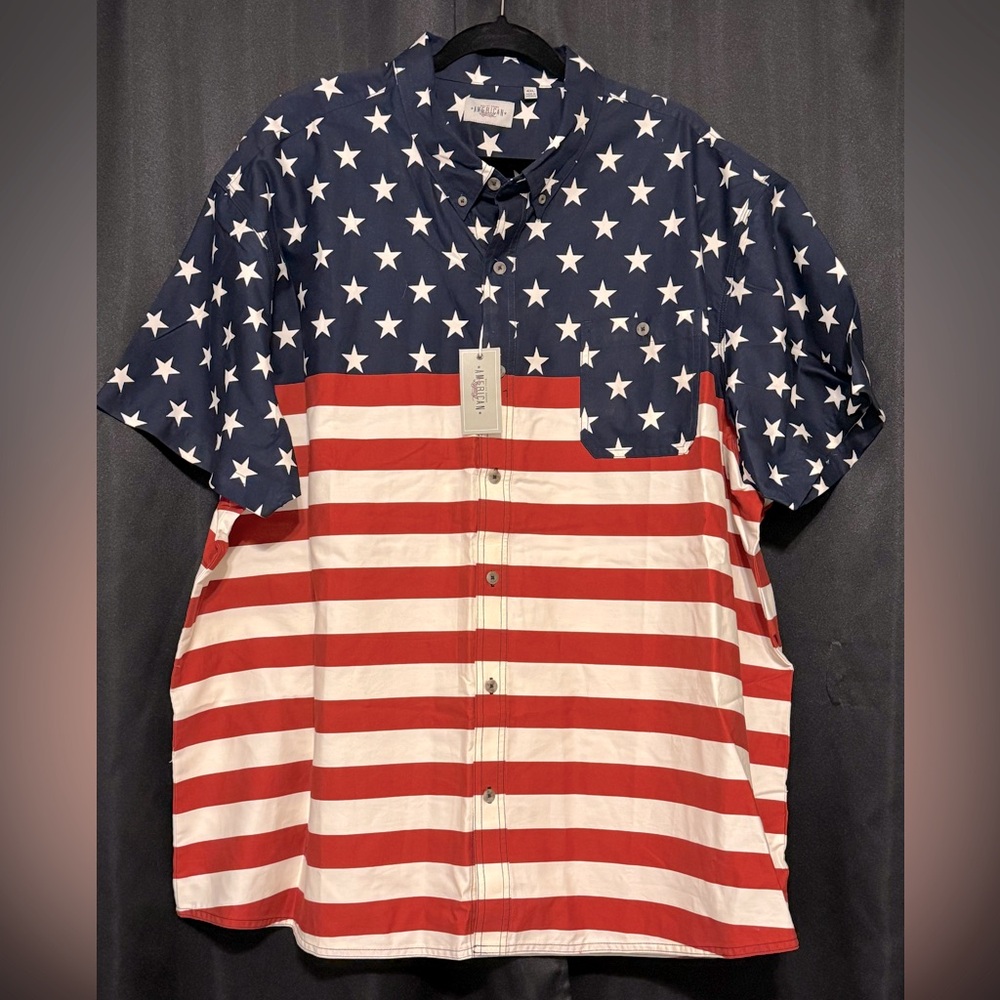 American Legacy US Flag Patriotic Button Shirt Pocket NWT 4XL Bass Pro Shops